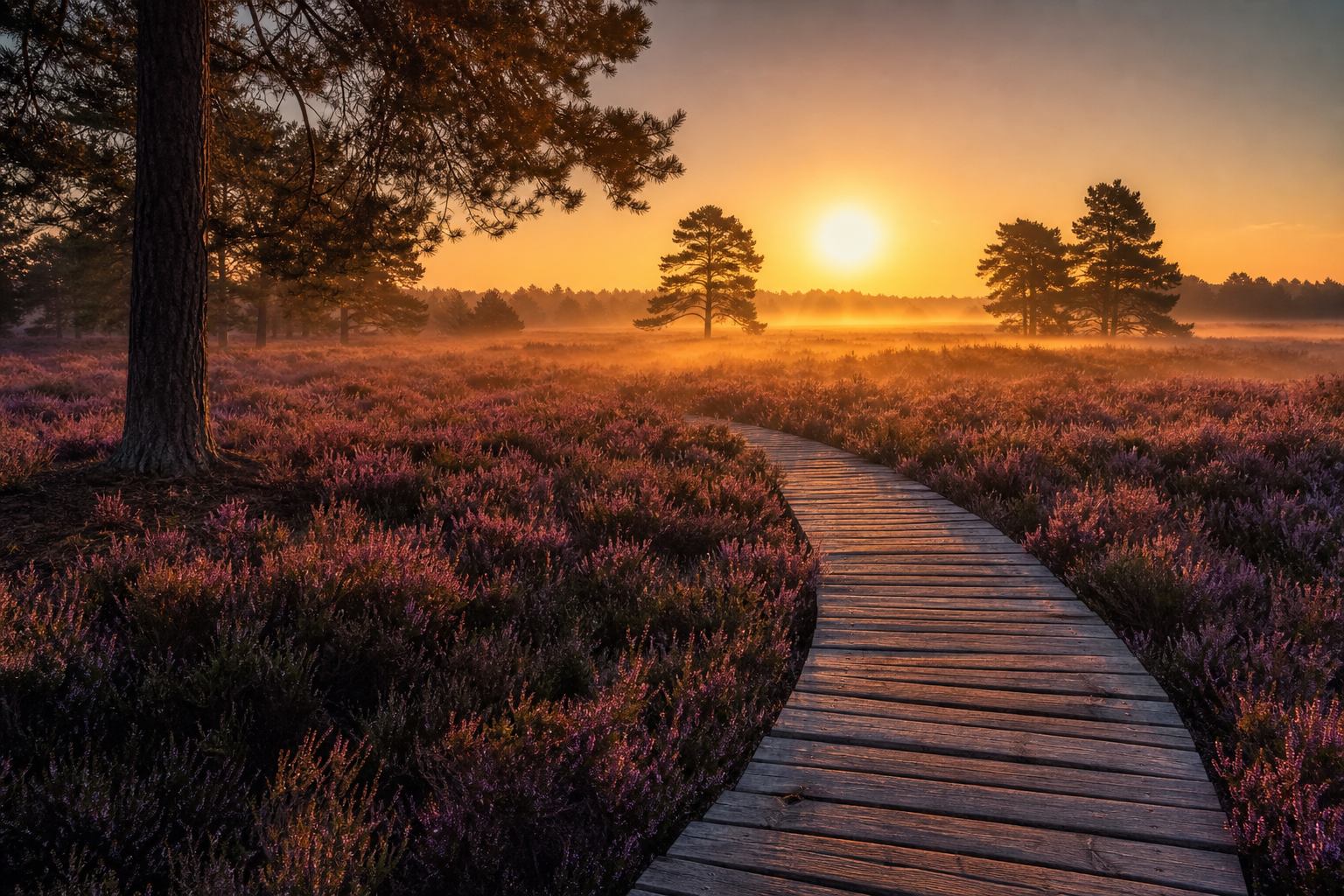Goldene Heide bei Sonnenuntergang