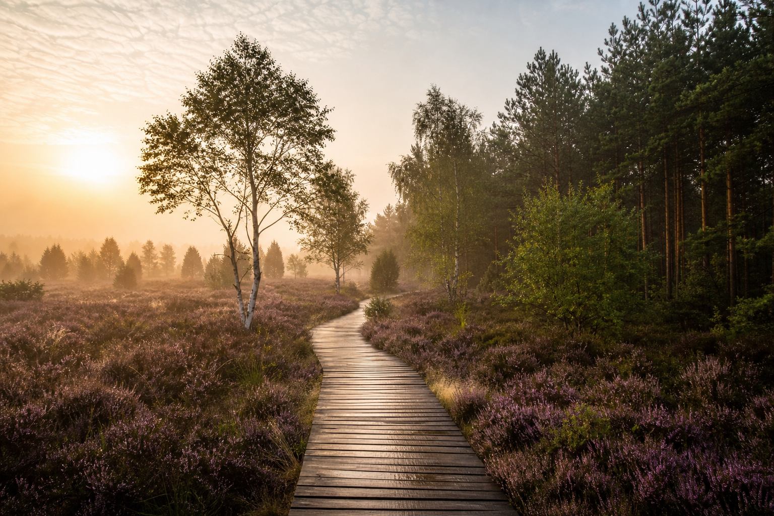 Holzsteg durch die Lüneburger Heide